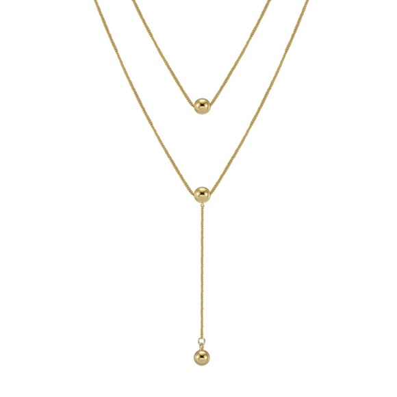 New: Vermeil Layered Ball Drop Necklace - Picture 5 of 8